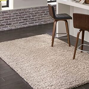 Rugs.com - Über Cozy Solid Shag Collection Rug – 8' x 10' Taupe Shag Rug Perfect for Living Rooms, Large Dining Rooms, Open Floorplans