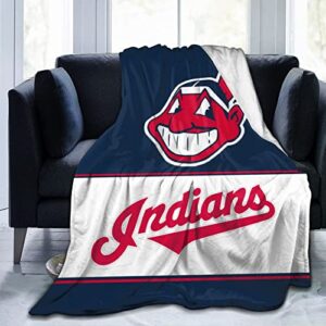 Team Promark Cleveland Indians Blanket Super Soft Throw Blanket Cozy Warm Fluffy Blankets Fits Sofa Chairs Bed All Seasons 60''X50'', 120