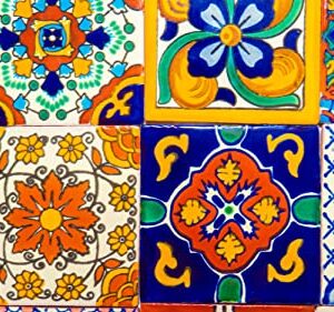 Mexican Talavera Tile Spanish Mediterranean Art Colorful 4"x4" Ceramic Hand Painted Mosaic for Bathroom, Wall, Mirror, Kitchen Rustic Decor Pottery (20, Multi 2)