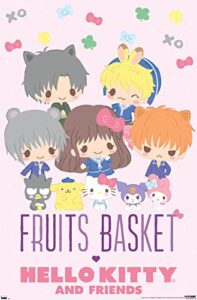 trends international fruits basket x hello kitty and friends – group wall poster