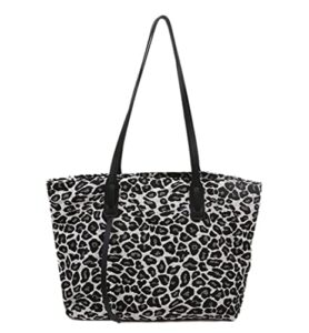 leopard shoulder bag soft large tote purse handbag hobos satchel for women (white)
