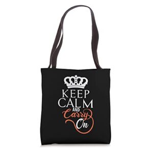 keep calm and carry on style styling for men and women tote bag