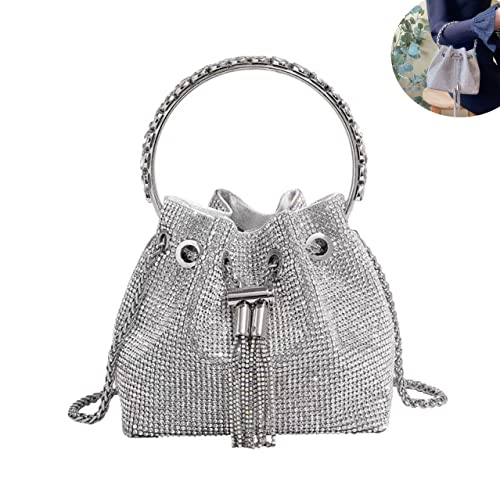 BBTT.ful Shoulder Bags Crossbody Bag Purses Handbags Crystals Evening Bag Silver for Women Girls Wedding Prom Party Club Bling Bling Sparkling