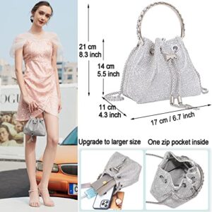 BBTT.ful Shoulder Bags Crossbody Bag Purses Handbags Crystals Evening Bag Silver for Women Girls Wedding Prom Party Club Bling Bling Sparkling