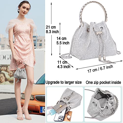 BBTT.ful Shoulder Bags Crossbody Bag Purses Handbags Crystals Evening Bag Silver for Women Girls Wedding Prom Party Club Bling Bling Sparkling