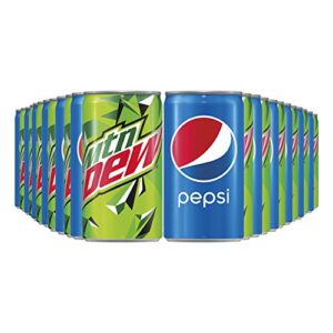 pepsi and mtn dew mini can variety pack, 7.5 oz cans, 24 count(packaging may vary)