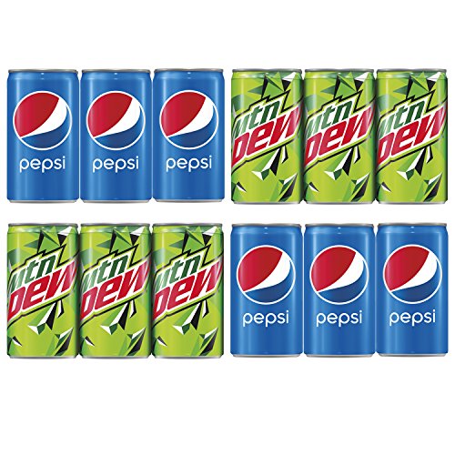 Pepsi and Mtn Dew Mini Can Variety Pack, 7.5 oz Cans, 24 Count(Packaging may vary)