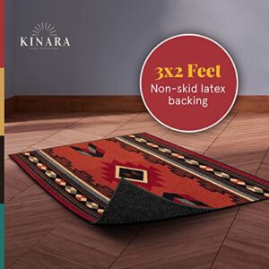 Kinara Cibola Area Rug – Southwestern Native American Design – Beautiful and Unique Pattern – Fine Weaving and Quality Material for Everyday Use – Non-Skid – 3x2 feet.