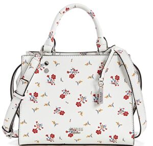 guess pink floral print crossbody satchel tote bag handbag – white multi