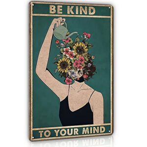 hippie room decor metal signs retro decor – be kind to your mind hippie decor – funky decor metal posters room decor aesthetic, 12×8 inches vintage decor witchy room decor tin signs, boho decor gift for lady, woman