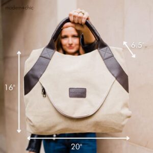 modern+chic Kinsley Canvas Bag, Shoulder Bag, Tote Purse for Women (Grey)