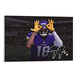danimama sports star justin jefferson signed poster painting canvas wall art 08x12inch(20x30cm)