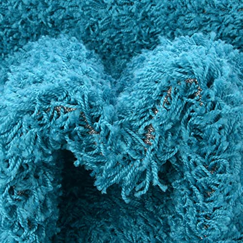 Rugs.com - Über Cozy Solid Shag Collection Rug – 2' x 3' Turquoise Shag Rug Perfect for Entryways, Kitchens, Breakfast Nooks, Accent Pieces