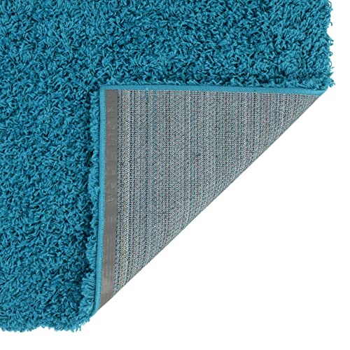 Rugs.com - Über Cozy Solid Shag Collection Rug – 2' x 3' Turquoise Shag Rug Perfect for Entryways, Kitchens, Breakfast Nooks, Accent Pieces