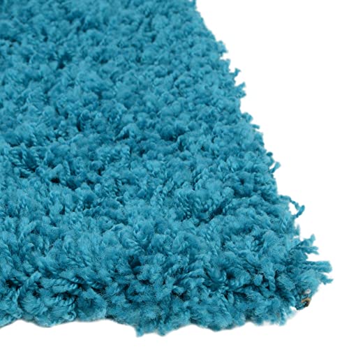 Rugs.com - Über Cozy Solid Shag Collection Rug – 2' x 3' Turquoise Shag Rug Perfect for Entryways, Kitchens, Breakfast Nooks, Accent Pieces