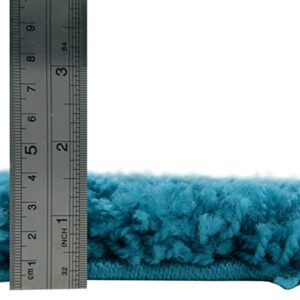 Rugs.com - Über Cozy Solid Shag Collection Rug – 2' x 3' Turquoise Shag Rug Perfect for Entryways, Kitchens, Breakfast Nooks, Accent Pieces