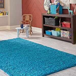 Rugs.com - Über Cozy Solid Shag Collection Rug – 2' x 3' Turquoise Shag Rug Perfect for Entryways, Kitchens, Breakfast Nooks, Accent Pieces