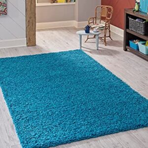 Rugs.com - Über Cozy Solid Shag Collection Rug – 2' x 3' Turquoise Shag Rug Perfect for Entryways, Kitchens, Breakfast Nooks, Accent Pieces