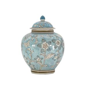 galt international light blue and white floral chinoiserie jar 10″ w/lid – ginger jar, tea storage, decorative, home décor jar (light blue & white)