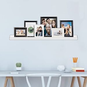 Ochoice Floating Picture Ledge Shelf - 47 inch White Photo Shelves with Lip, Long Wood Bookshelf for Living Room, Bedroom, Nursery, Wall Decor