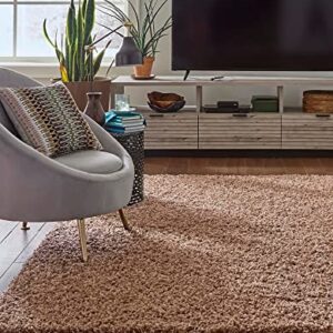 Rugs.com Über Cozy Solid Shag Collection Rug – 5 x 8 Sandy Brown Shag Rug Perfect 5 x 8 Feet