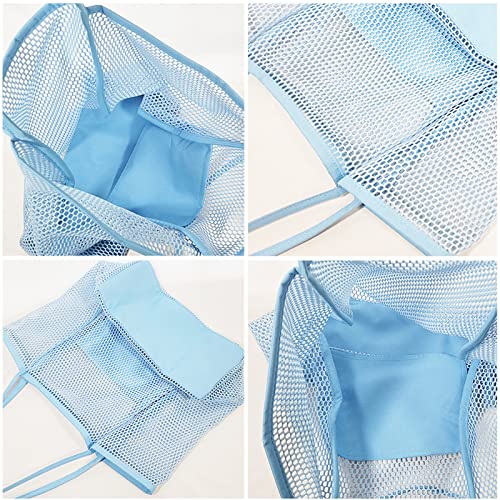 Women's Shoulder Handbag Mesh Handbag Summer Beach Tote Large Hobo Satchel Grocery Bags for Shopping Travel Outdoors, Light-Blue