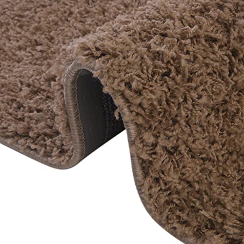 Rugs.com - Über Cozy Solid Shag Collection Rug – 5 Ft Round Sandy Brown Shag Rug Perfect for Kitchens, Dining Rooms