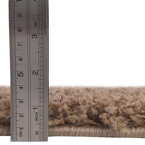 Rugs.com - Über Cozy Solid Shag Collection Rug – 5 Ft Round Sandy Brown Shag Rug Perfect for Kitchens, Dining Rooms