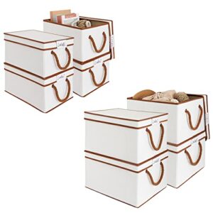 loforhoney home bundle-storage bins with lids, beige, large 4-pack & xlarge 4-pack