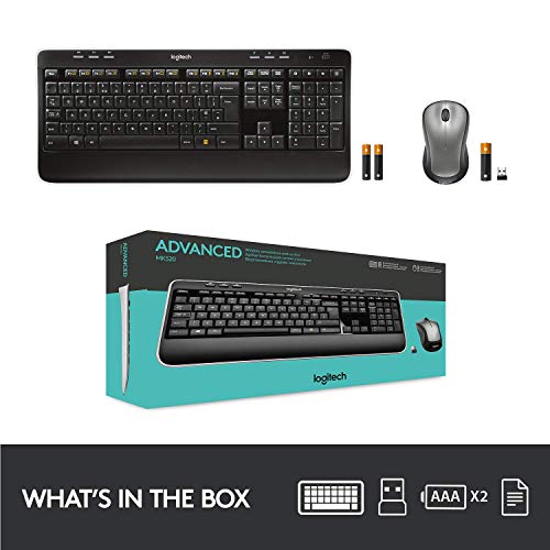 Logitech MK520 Wireless Keyboard and Mouse Combo — Keyboard and Mouse, Long Battery Life, Secure 2.4GHz Connectivity (Renewed)