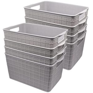 aysum 8 pack plastic weave basket, plastic baskets for organizing, plastic storage organizer basket for shelves, 10″ x 6.5″ x 5.5″
