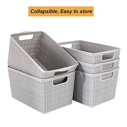 AYSUM 8 Pack Plastic Weave Basket, Plastic Baskets for Organizing, Plastic Storage Organizer Basket for Shelves, 10" x 6.5" x 5.5"