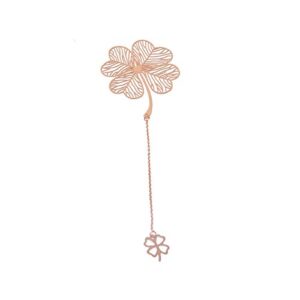 yueton metal leaf bookmarks clover leaf bookmarkers rose gold plated brass page marker with metal pendant for book lovers