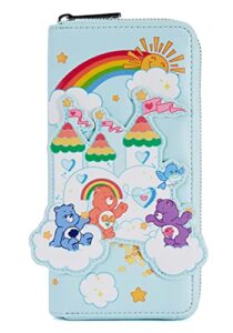 loungefly care beaas care-a-lot castle zip-around wallet care bears one size
