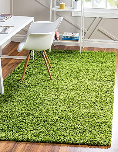 Rugs.com - Über Cozy Solid Shag Collection Rug – 10' x 13' Grass Green Shag Rug Perfect for Living Rooms, Large Dining Rooms, Open Floorplans