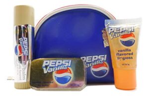 pepsi cola flavored lip gloss and lip balm with pouch set (vanilla)