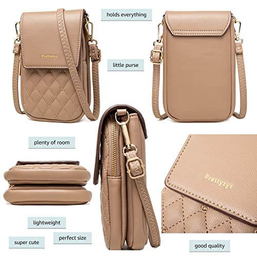 KINOUCHI Cell Phone Purse Small Crossbody Bags for Women - Leather Shoulder Handbag Wallet Messenger Bag for Travelling