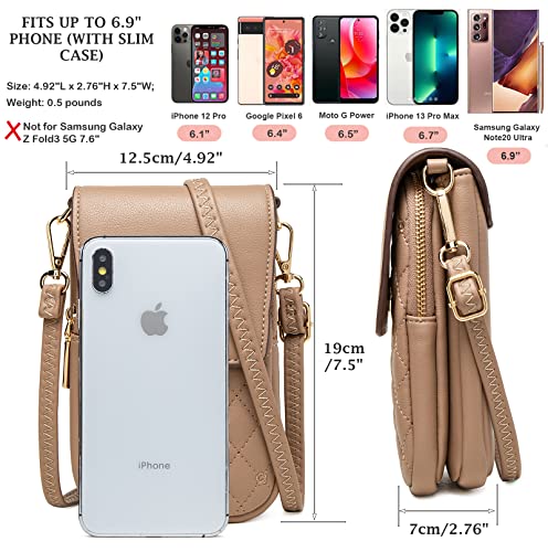 KINOUCHI Cell Phone Purse Small Crossbody Bags for Women - Leather Shoulder Handbag Wallet Messenger Bag for Travelling