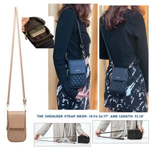 KINOUCHI Cell Phone Purse Small Crossbody Bags for Women - Leather Shoulder Handbag Wallet Messenger Bag for Travelling