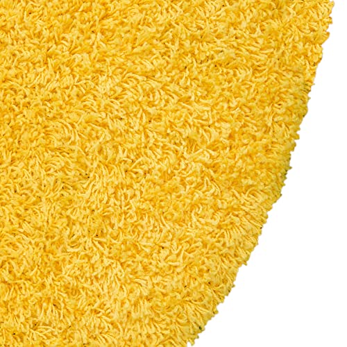 Rugs.com - Über Cozy Solid Shag Collection Rug – 5 Ft Round Tuscan Sun Yellow Shag Rug Perfect for Kitchens, Dining Rooms