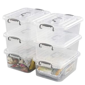 jekiyo 6 packs latch storage box, plastic container bin with lid, 8 l