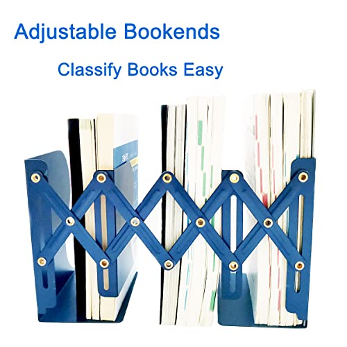 Metal Heavy Duty Book Ends for Shelves, Sturdy Bookends to Hold Books Heavy Duty, Adjustable Book Stopper for Office & School