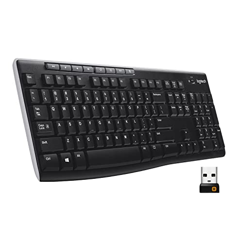 Logitech K270 Wireless Keyboard for Windows, 2.4 GHz Wireless, Full-Size, Number Pad, 8 Multimedia Keys, 2-Year Battery Life, Compatible with PC, Laptop