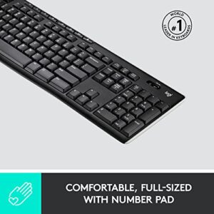 Logitech K270 Wireless Keyboard for Windows, 2.4 GHz Wireless, Full-Size, Number Pad, 8 Multimedia Keys, 2-Year Battery Life, Compatible with PC, Laptop