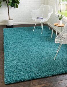 rugs.com Über cozy solid shag collection rug – 5 x 8 deep aqua blue shag rug perfect 5 x 8 feet