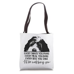 bernedoodle i’ll be watching you bernedoodle dog lovers gift tote bag