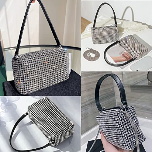 BBTT.ful Bling Bling Rhinestone Evening Handbags Shoulder Bag Crossbody Bag for Women Girls Sparkling Wedding Prom Party Club Purses Mini Top Handle Handbags