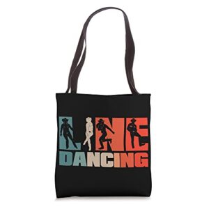 retro line dancing – country dance vintage line dancer tote bag