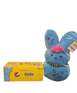 peeps pepsi 10pk/7.5 oz mini cans with a peeps punk rock emo plush 15″ bundle set choose a color (blue)