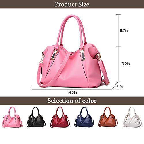 Hobo Handbags for Women Soft PU Leather Purses and Handbags Fashion Large Shoulder Bag Top Handle Tote Bags for Girls (Red)